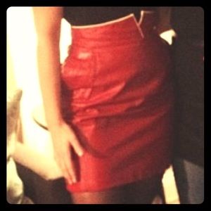 Vintage Red Leather Skirt